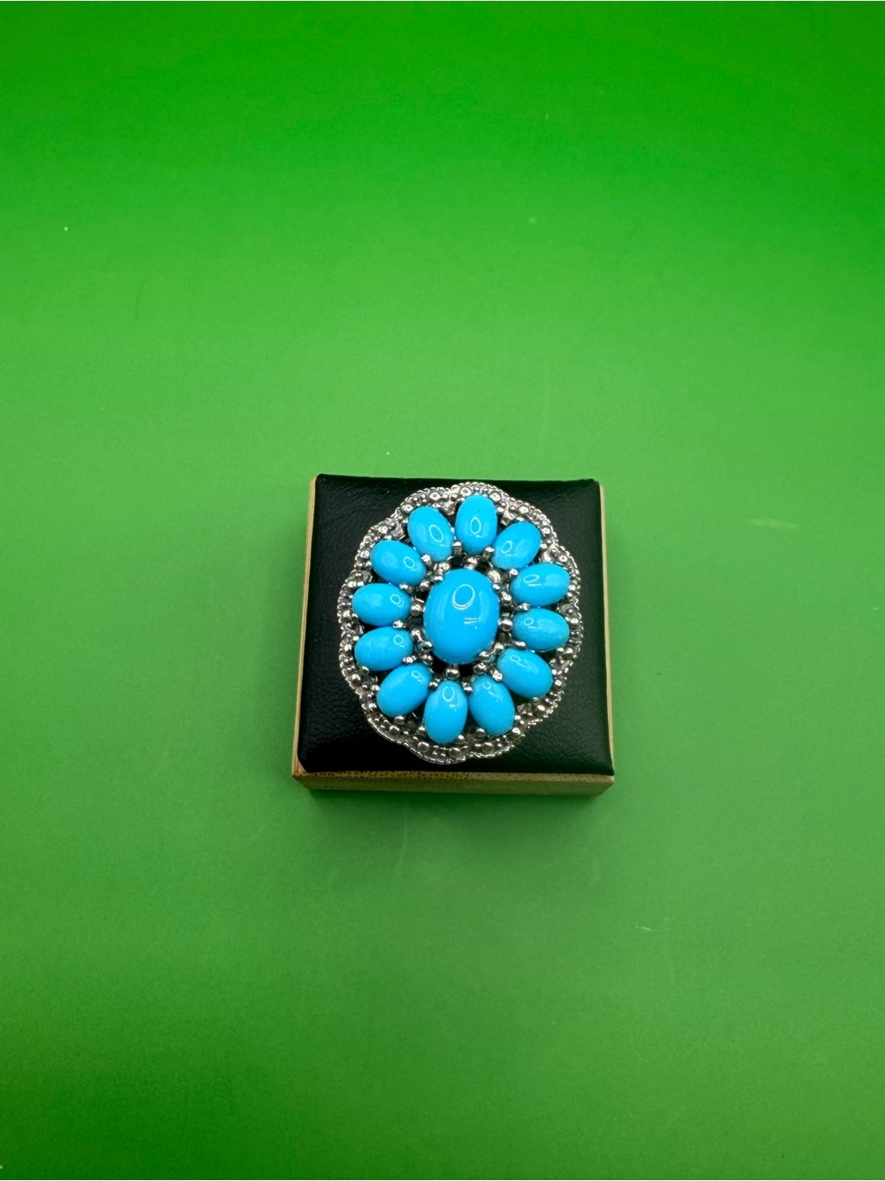 925 Sterling Silver Sleepy Beauty Turquoise Ring Size 9.
